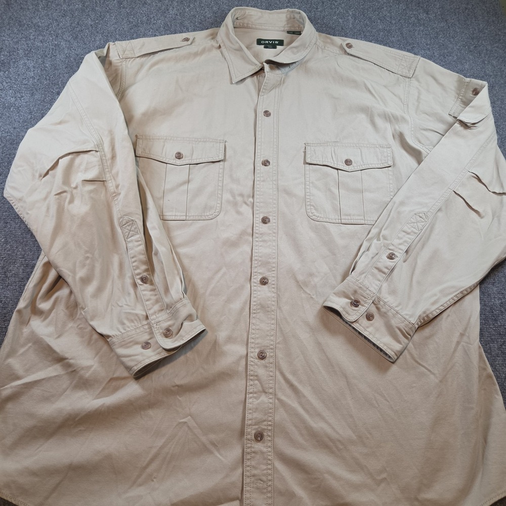 Orvis Bush Shirt Men's Beige Tan Hunting Safari Pockets XXL Tall